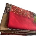 Timeless Khadi Cotton Saree with Ajrakh Patchwork - A Classic Ensemble