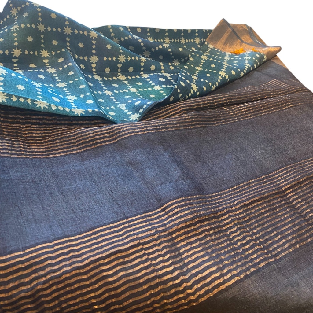 Authentic Tussar Silk Handblock Print Saree - A Timeless Classic