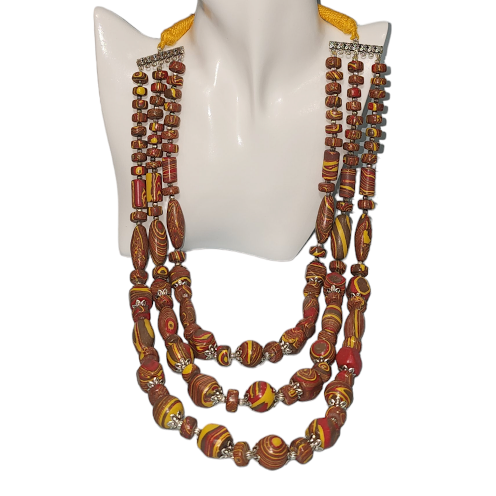 Peach Pearl Cluster Chain Fancy Style Party Wear High Oxidized Silver Polish