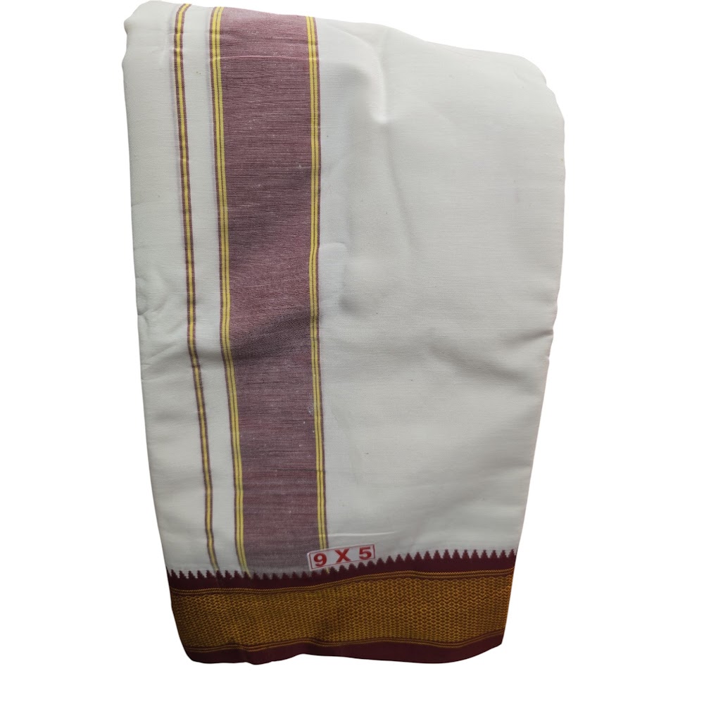 Traditional White Dhoti - 9 Feet (Unstitched Veshti)