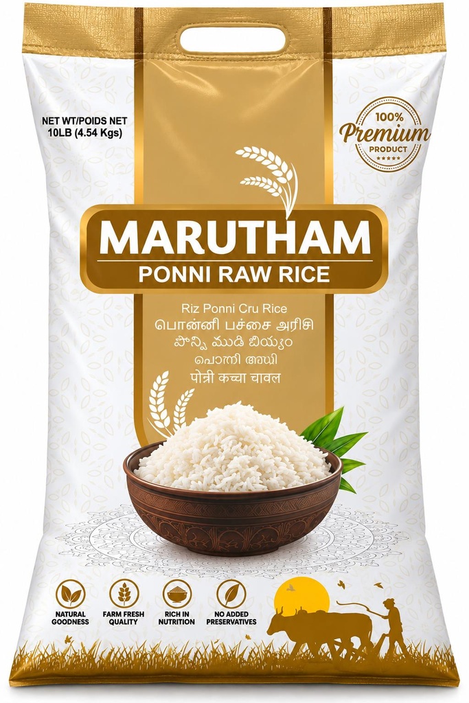 Marutham Ponni Raw Rice – 10 lb | Ponni Pachai Arisi