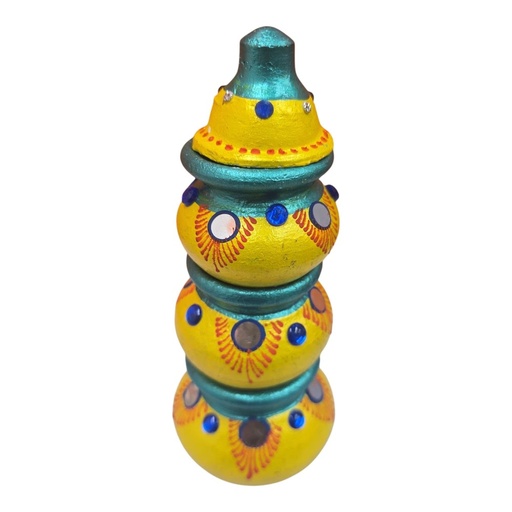 Kubera Clay Pot Set - Hand-Painted & Decorated (4 Pieces, 10-Inch)