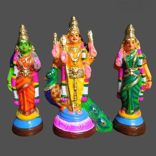 Murugan, Valli, Deivanai 10 Inch | Traditional Idol