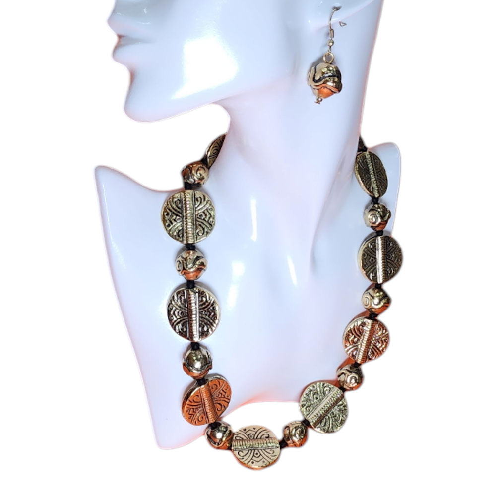 Necklaces Set Gold Beads Coin High Gold Finish Party Wear