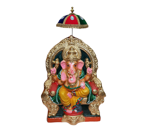 Raja Ganapathy with Umberlla 12" | Traditional Idol