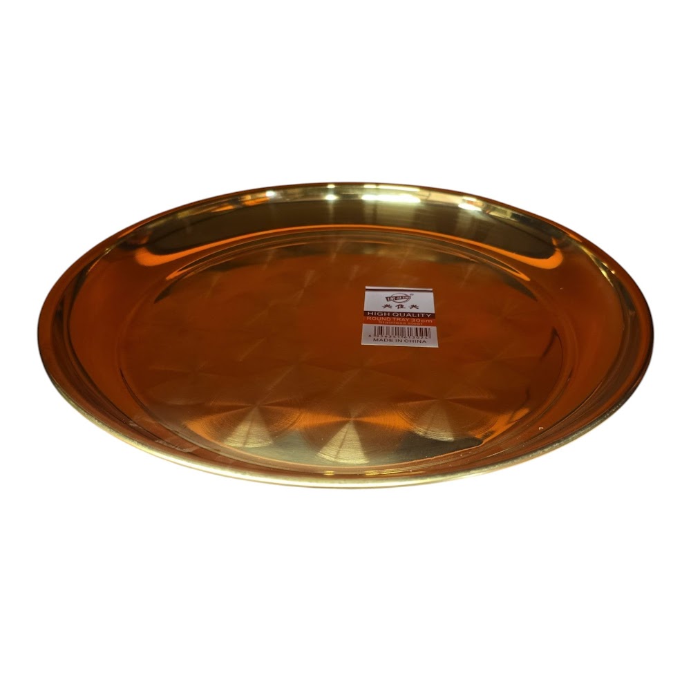 12-Inch Designer Gold-Plated Puja Thampulam Thattu | Traditional Puja Accessory