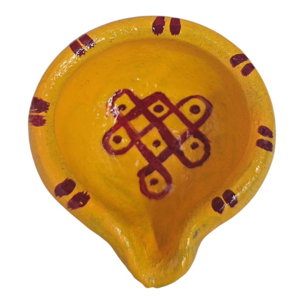 Agal Vilaku – Clay Hand-Painted & Decorated (Traditional Oil Lamp) | Traditional Puja Accessory
