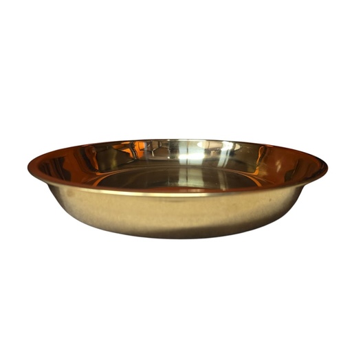 12-Inch Plain Gold-Plated Thampulam Thattu – Deep Base | Traditional Puja Accessory
