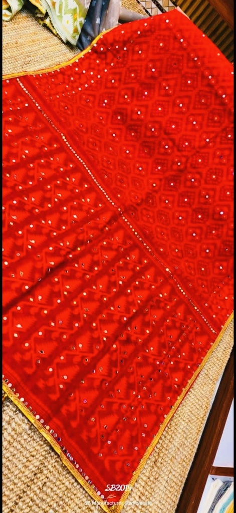 Handloom Jamdani saree with mirror work