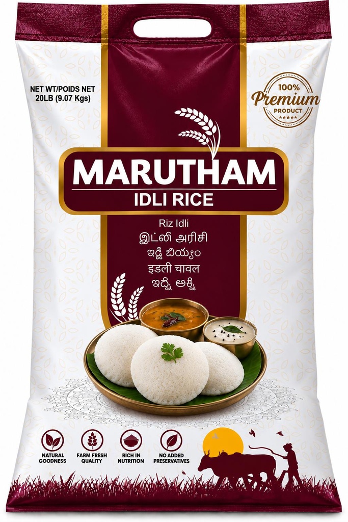 Marutham Idli Rice – 20 lb | Idli Arisi for Soft Idli & Dosa