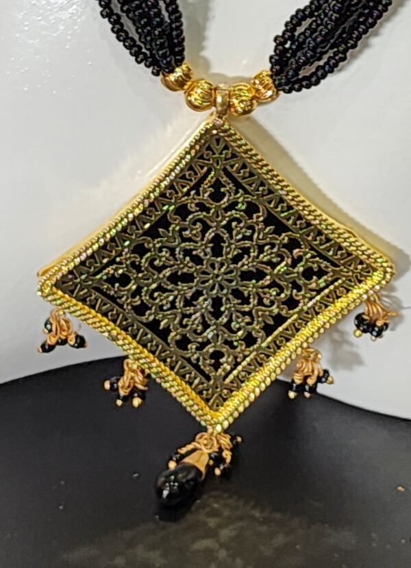 Chain Fancy Black Clustered Pearls gold color Pendant Party wear