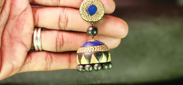 Studs Earrings Terracotta Black & Gold color Party wear Jimikki
