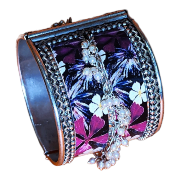 Oxidized Silver pearls Bangles Adjustable Fancy Style Party wear