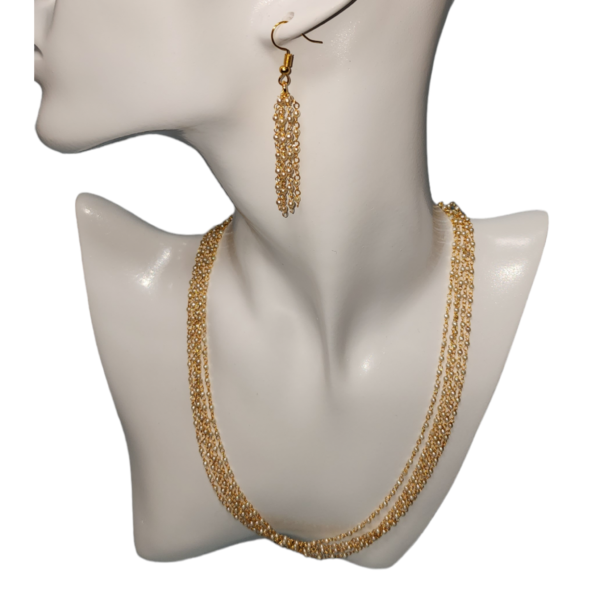 High Gold Polish Cluster Pearl Long Chain Party Wear