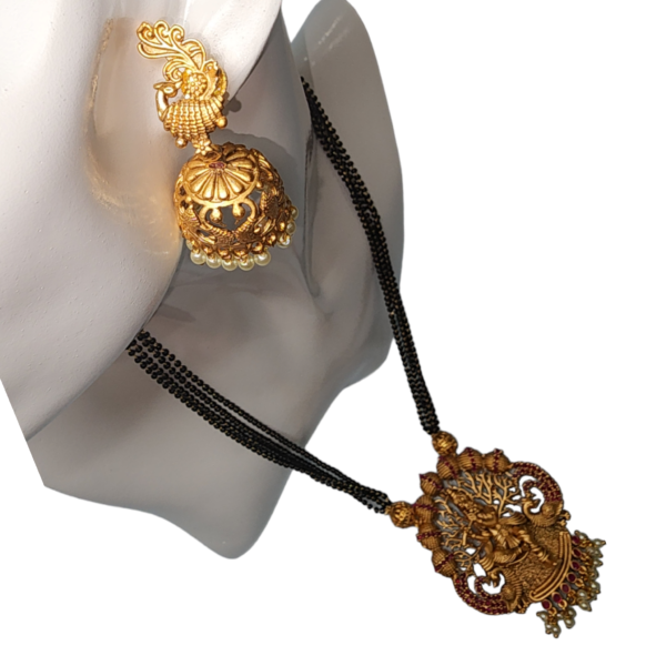 Necklaces Set Krishna Temple Black Beads High Gold Finish Party Wear - Image 2