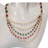 Ruby Green Pearl Cluster Fancy Style Short Chain Party Wear High Gold Polish