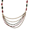 Ruby Green Pearl Cluster Fancy Style Short Chain Party Wear High Gold Polish