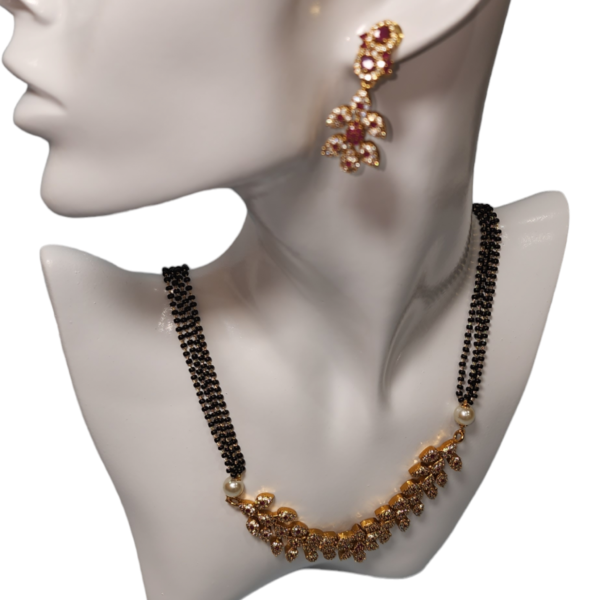 Necklaces Set Ruby White Beads Black  Color Finish Party Wear