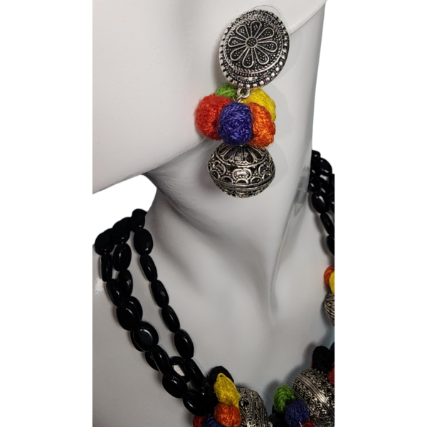 Necklaces Set Oxidized Silver Multicolor Black Beads Finish Party Wear