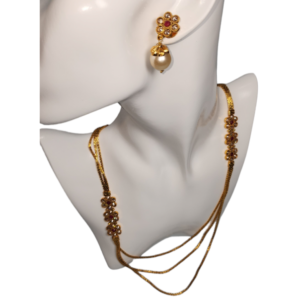 Necklaces Set Fancy Style Ruby Cluster High Gold Finish Party Wear