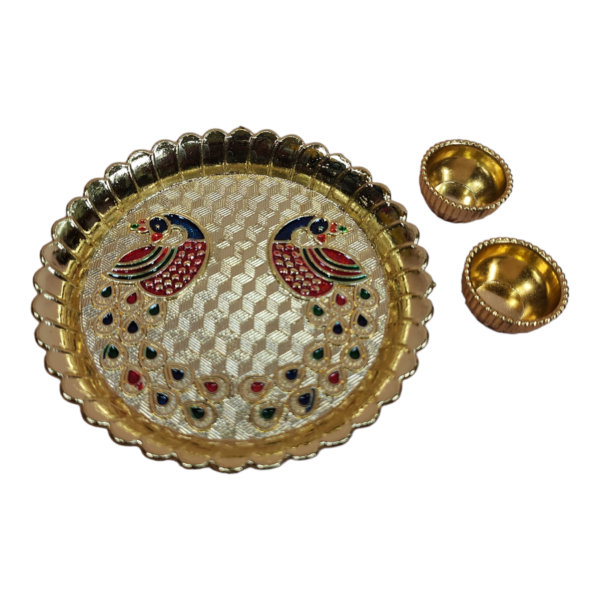 Acrylic Peacock with Meenakari work with Haldi Kumkum cups