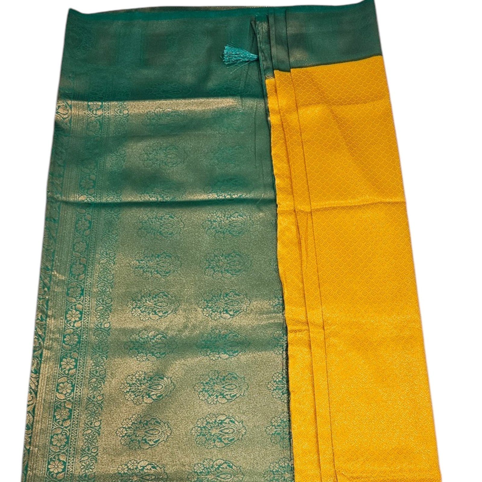 Luxurious Yellow and Green Kubera Pattu Silk Saree