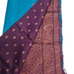 Celestial Blue and Violet Silk Saree: A Dreamy Fusion