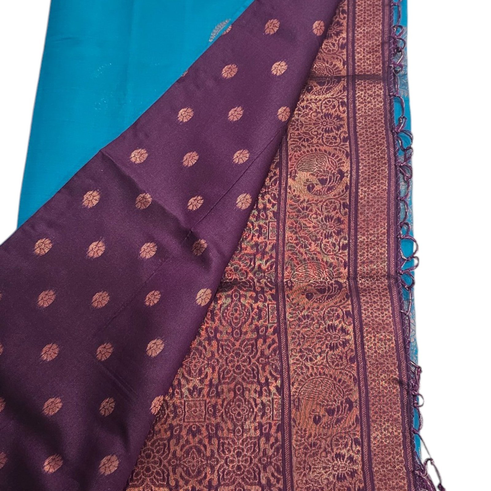 Celestial Blue and Violet Silk Saree: A Dreamy Fusion