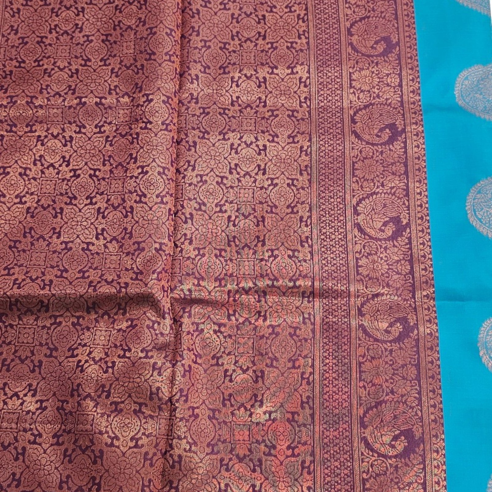 Celestial Blue and Violet Silk Saree: A Dreamy Fusion - Image 2