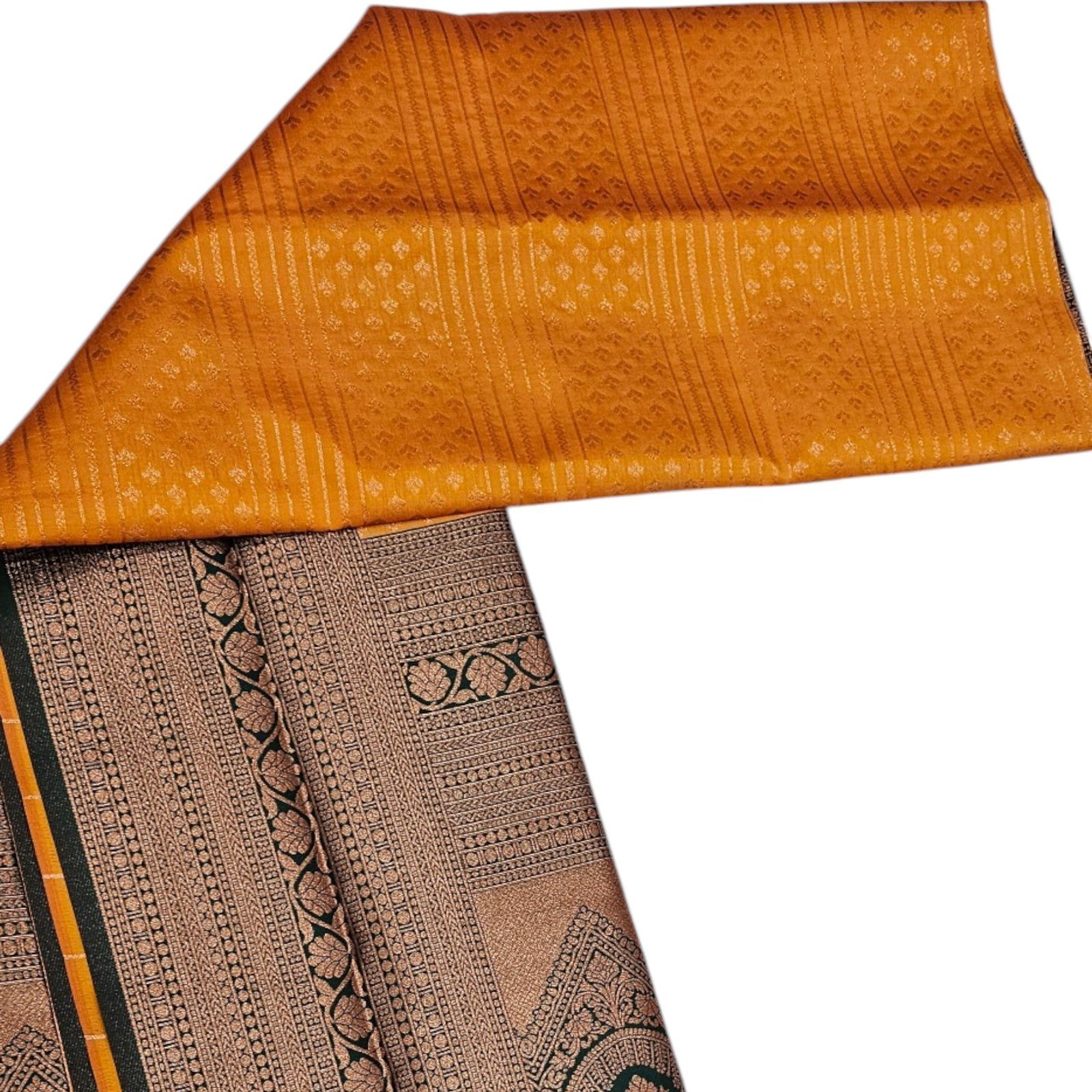 Sunset Yellow Silk Saree with Intricate Zari Pallu - Image 2