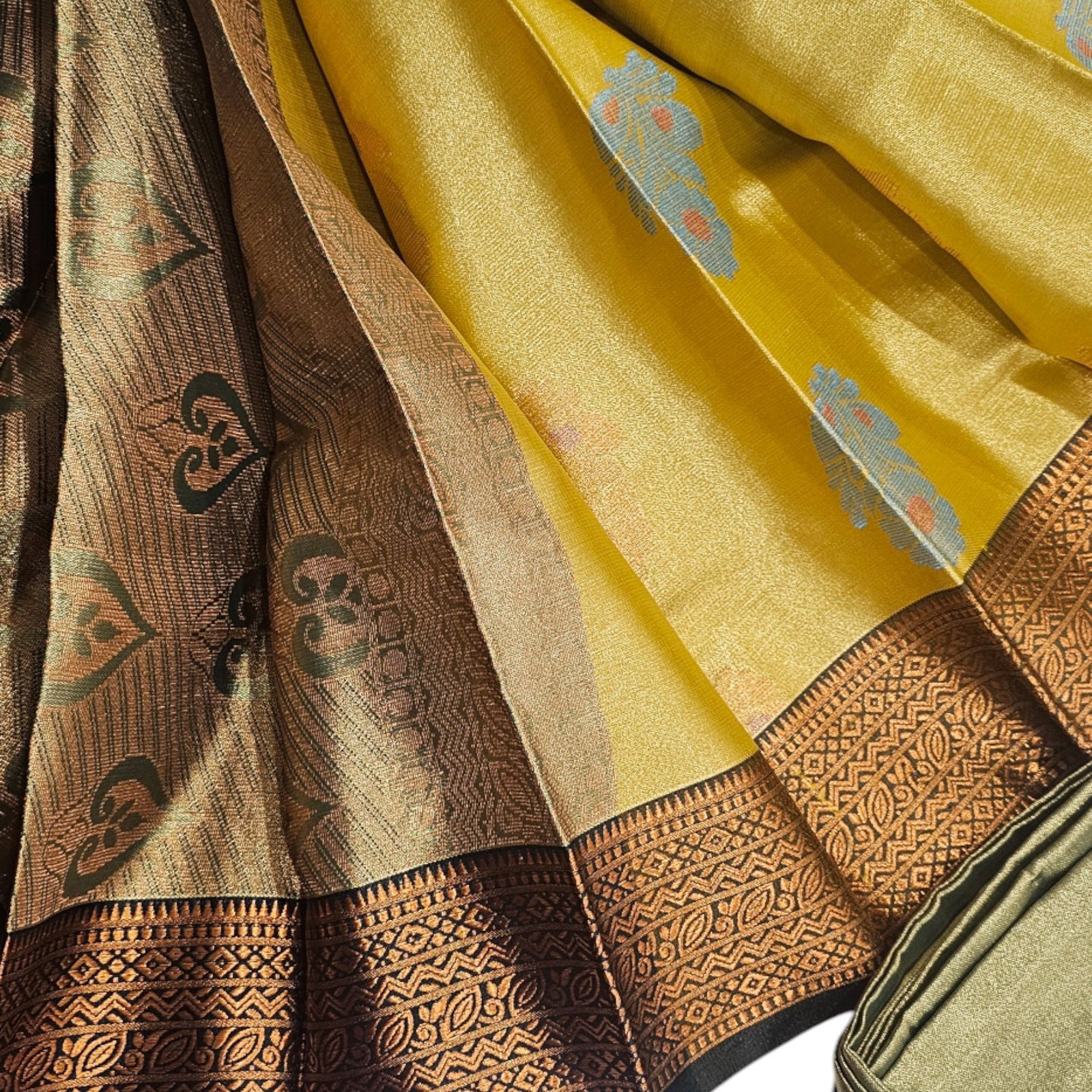 Golden Yellow Tissue Soft Silk Saree - A Luxurious Choice - Image 3