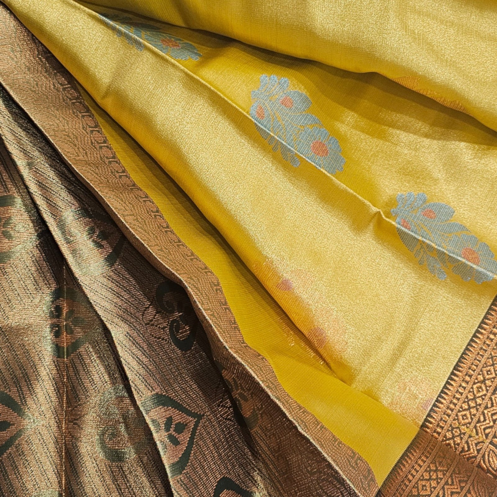 Golden Yellow Tissue Soft Silk Saree - A Luxurious Choice - Image 2