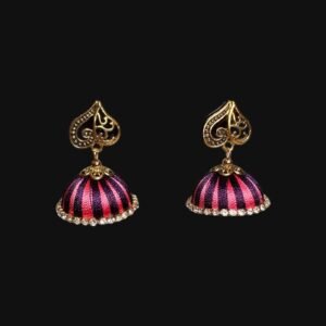 Silk Thread Peach and Violet Jhumka