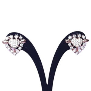 Studs Earrings Rose Rhodium Polish AD Stones Fancy Style