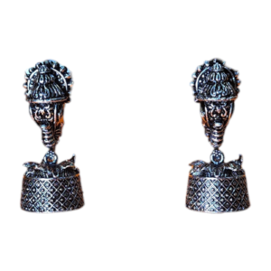 Studs Earrings Pearl Elephant Fancy Style Oxidized Silver White Party wear