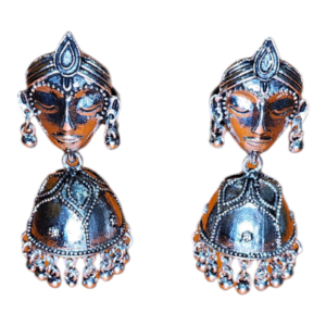 Studs Earrings Krishna Temple Fancy Style Oxidized Silver Party wear