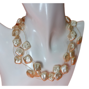 Cluster Pearl Short Chain Party Wear High Gold Polish