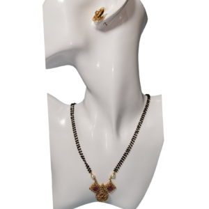 Necklaces Set High Gold Ruby Green Beads Black Color Finish Party Wear