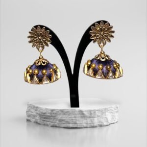 Silk Thread Deep Violet with Stone Work Big Jhumka