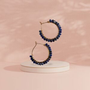 Round Blue Beads Hoop Earring
